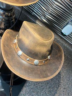 Leather headwear, NEW, XL with stretch band for perfect fit, promised to protect the vendor name, I have included a couple comparison photos, $98 each