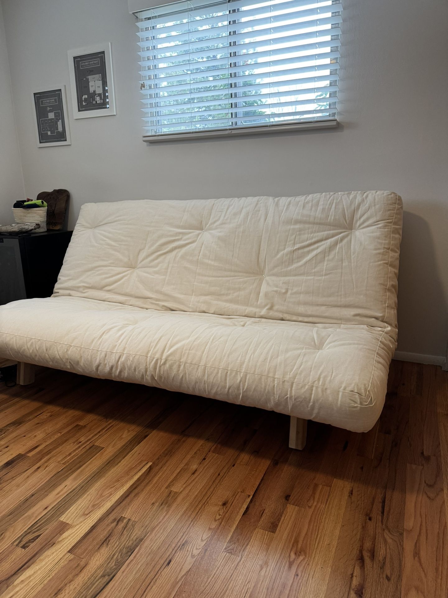 Wood Futon Frame and Mattress (Queen)