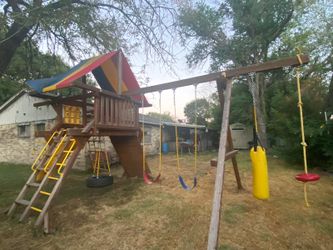 Swing set by rainbow