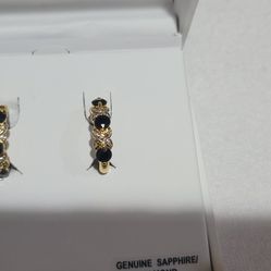 Genuine Sapphire And Diamond Accent Earrings