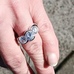 Sterling and moistenite ring