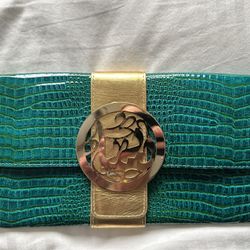 Like NEW! Gold And turquoise Faux Animal Skin 