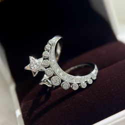 New high-end jewelry, beautiful and luxurious 🌠 Star and Moon ☪️ Open ring, 