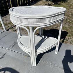 Small Bamboo/ Rattan Table 23”1/2W X 15”1/2D X 25”1/2H Used Condition (Painted) $15 Firm On Price