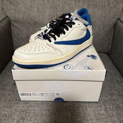 Air Jordan 1 Retro Low OG SP Fragment × Travis Scott Sail Military Blue Size 10.5 $1650
