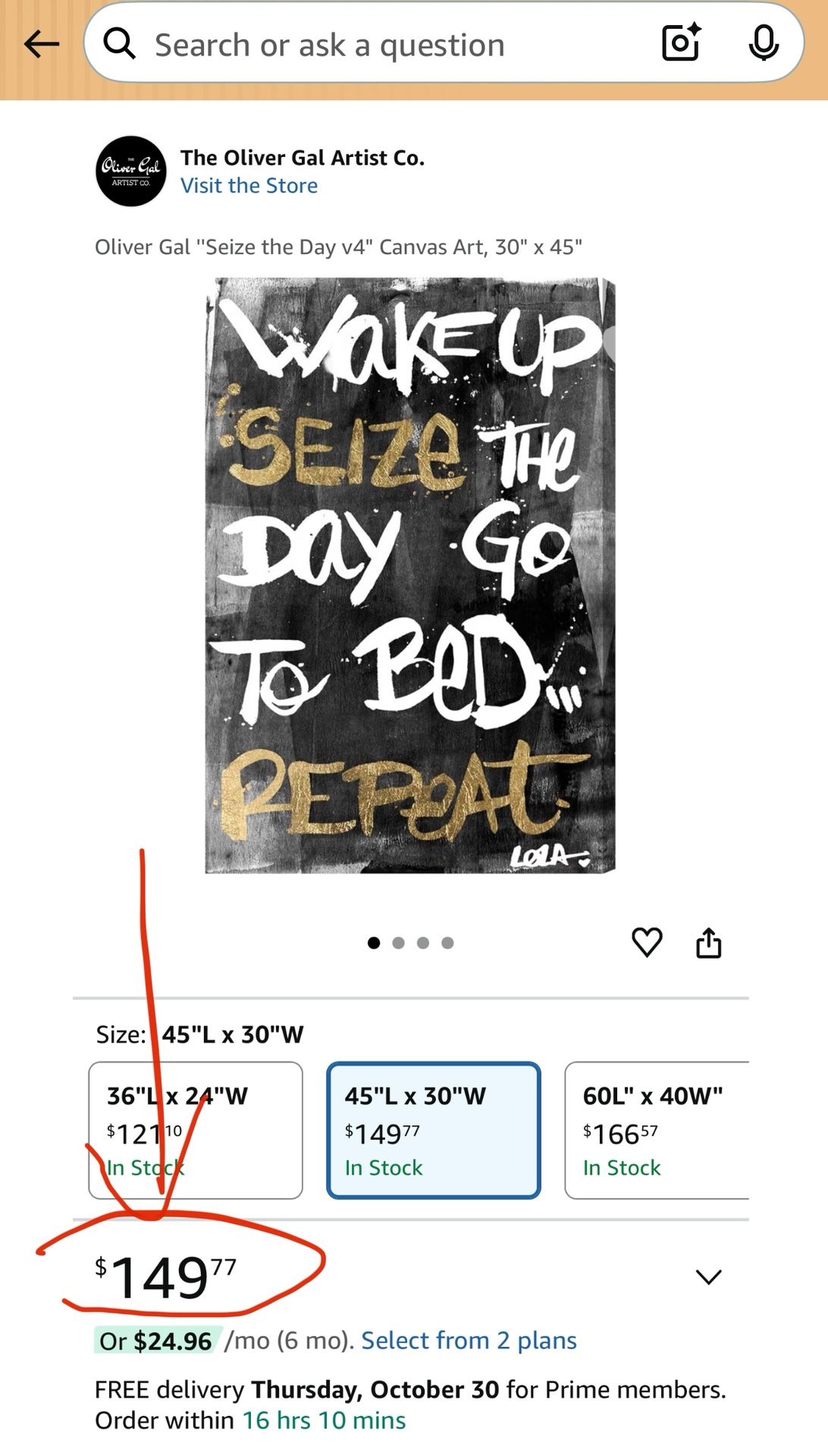 Oliver Gal "Seize the Day v4" Canvas Art, 30" x 45" 