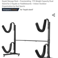 Kayak Storage Rack – Freestanding, 175 Weight Capacity Dual Stand for 2 Kayaks or Paddleboards