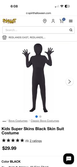 Kids Black Full-Body Skin Suit Costume