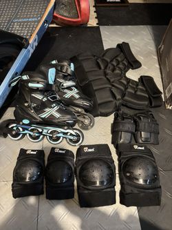Inline Skates Kit With Butt, Knee, Elbow And Wrist Pad