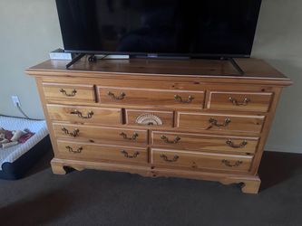 Pine Wood Dresser with Brass Hardware