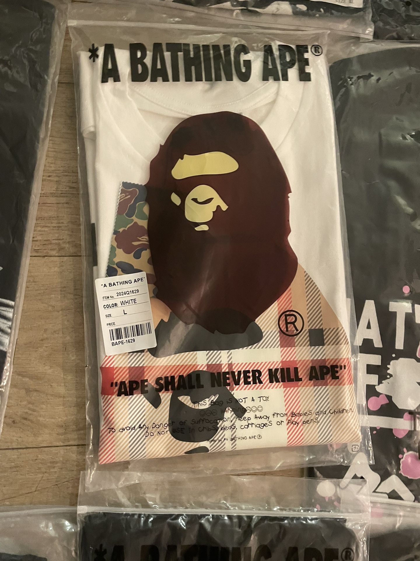 White Burberry Bape shirt