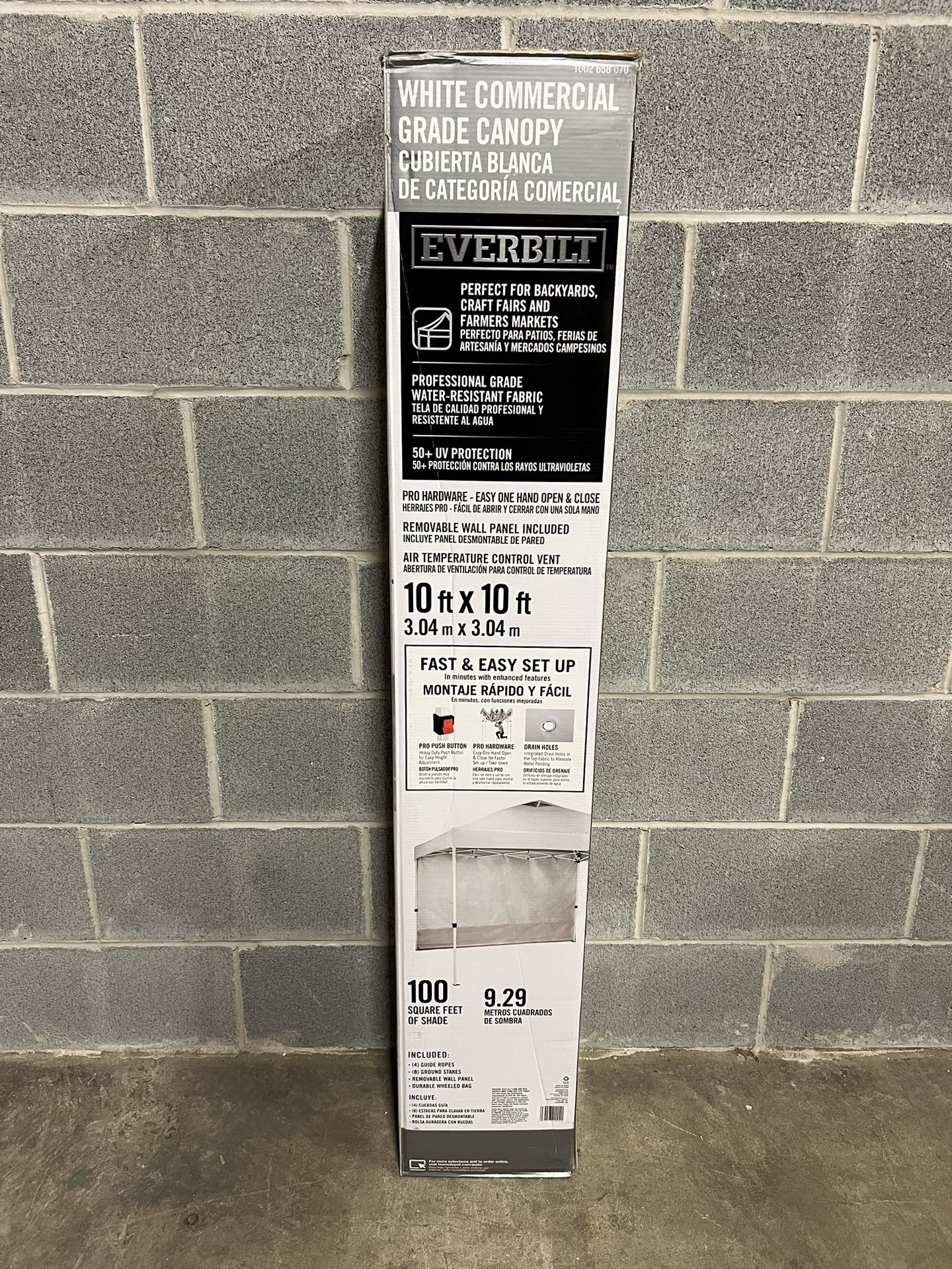 Everbilt 10 x 10 White Commercial Instant Canopy Pop Up Tent & Wall Panel