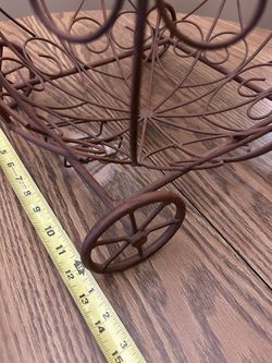 Pumpkin carriage, metal scroll 18" tall  fall wedding princess birthday cinderella decor  See photos for all measurements. Can we spray painted to mat Thumbnail