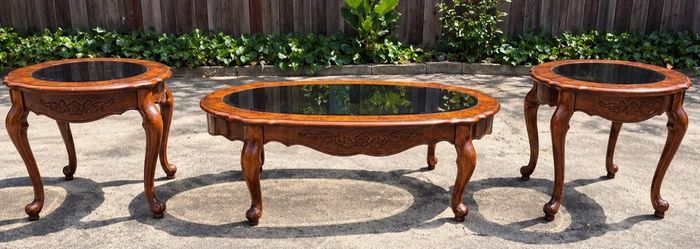 3 Piece Vintage Coffee Table with Matching End Tables