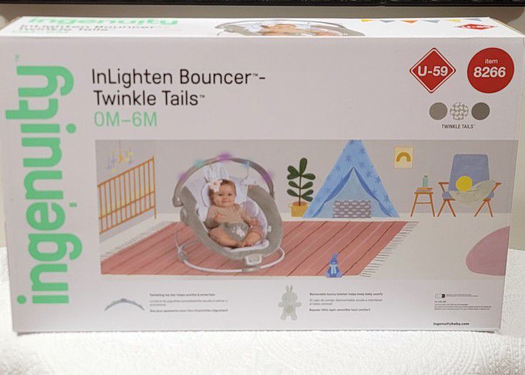 Infant Baby Bouncer with Lightning Toy Bar - 0M-6M