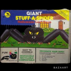 Vintage 11ft Giant Stuff A Spider Kit Black Halloween