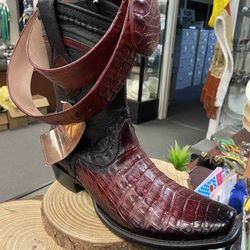 Botas Vaqueras De Piel Original Con Cinturón 