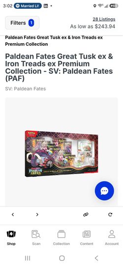 Paldean fates great tusk / iron treads ex premium collection