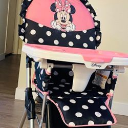 Disney Baby Minnie Mouse High Chair Polka Dot Plus Simple Fold up to 50 pounds