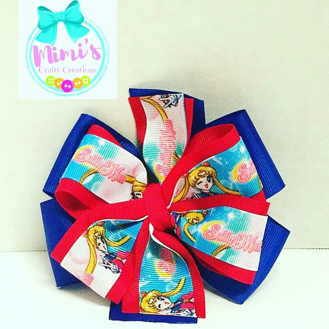 Sailor Moon double stacked pinwheel bow