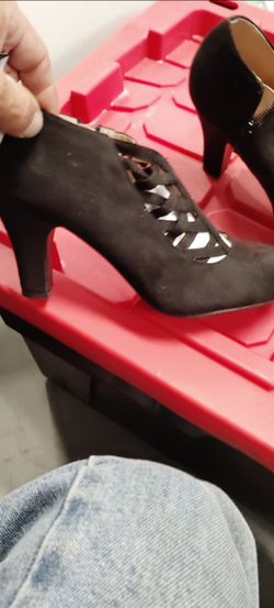 Black Suede Lace-Up Heels