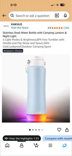 Water bottle with light.