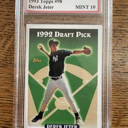 1993 Topps 1992 Draft Pick Derek Jeter Rookie Baseball Card #98 Graded Mint 10
