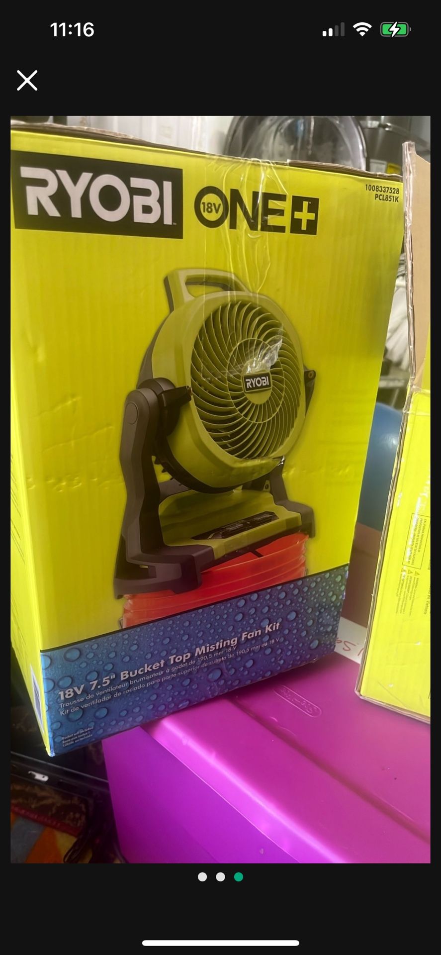 Ryobi One 18v Mist Fan Kit