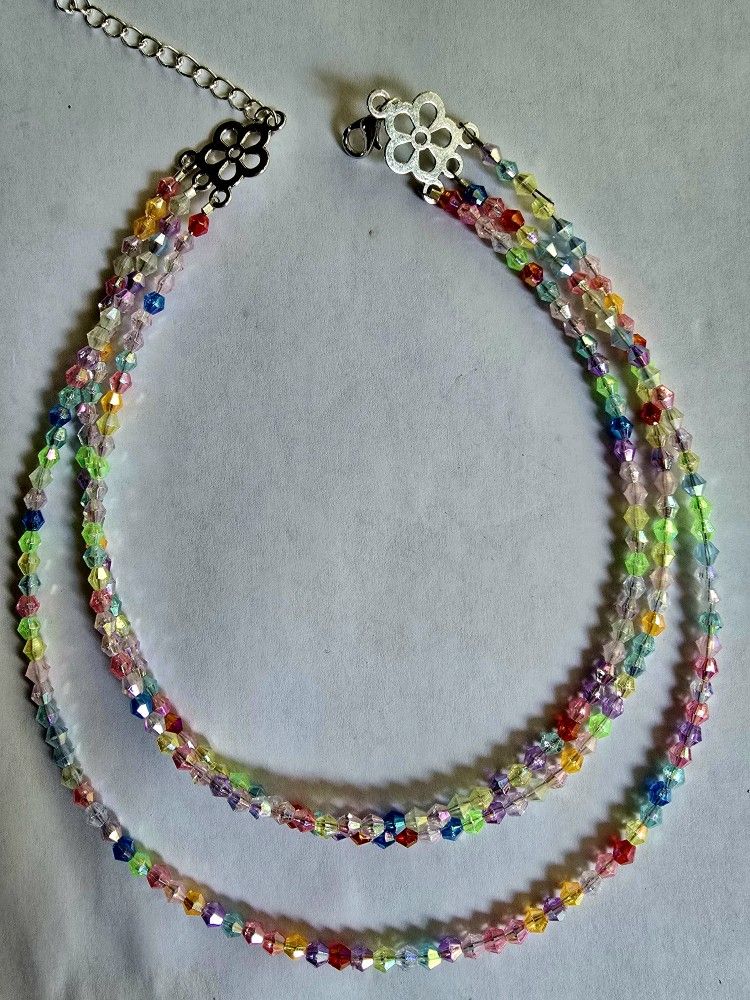 TRIPLE STRAND SWAROVSKI BEAD ROPE CHOKER ARTESAN ORIGINAL ADJUST LENGTH NECKLACE
