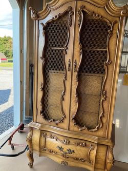 Antique hand carved woodwork , China hutch