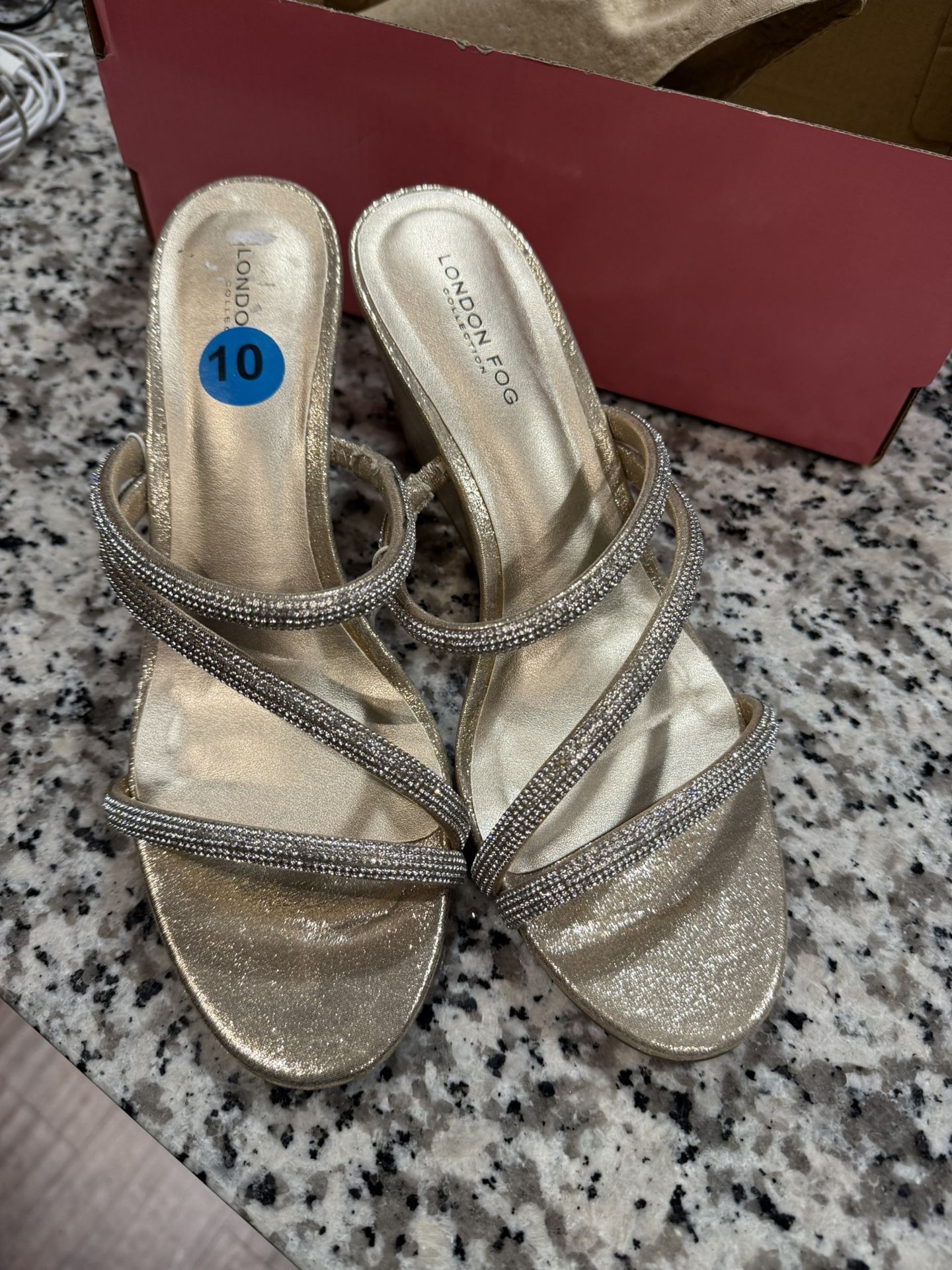 London Fog Women's Drake High Platform Dress Sandal in Silver