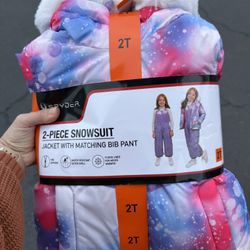 New 2-Piece Spyder Snowsuit Snow Bib Pants And Jacket Girls Toddler 2T