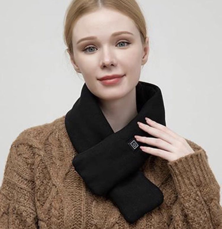 3 Modes USB Charger Soft Black Scarf Wrap Heating Pad. One SZ. Unisex.