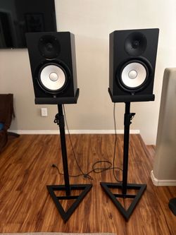 2 - Yamaha HS8 Studio Monitors w/ Stands and Isolation Pads