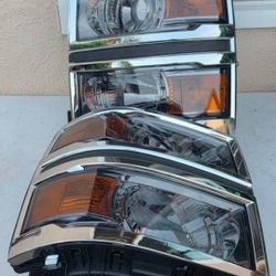 14-15 Chevrolet Silverado Projector Headlights Luces Calaveras Micas Faros Faroles Headlamps Focos C