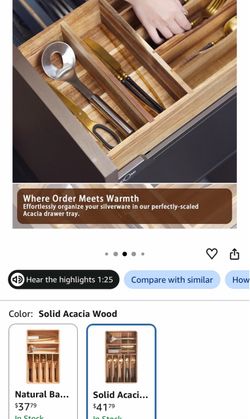 Acacia Wood Silverware Drawer Organizer Tray
