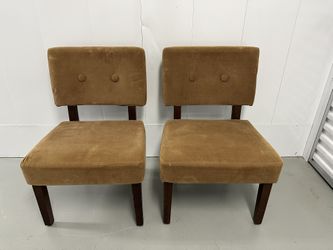 Pair of Mid-Century Style Gold Velvet Accent Chairs