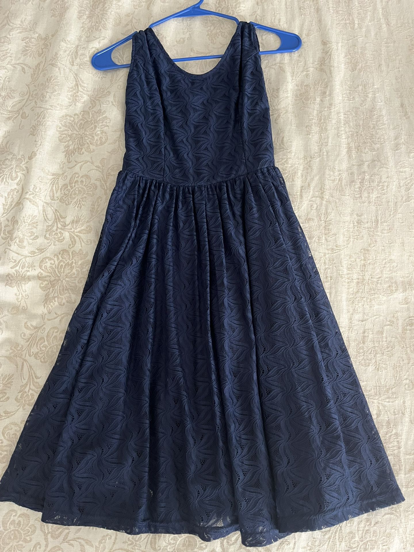 GIRLS BOUTIQUE SIZE S NAVY BLUE FANCY PARTY DRESS WEDDING PAGEANT — BEAUTIFUL CONDITION!