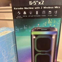 13” Karaoke Machine with 2 Wireless Microphones, 6.5” Big Loud Bluetooth w/Remote, NEW