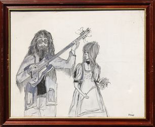 Band vintage framed oil painting original artwork musical