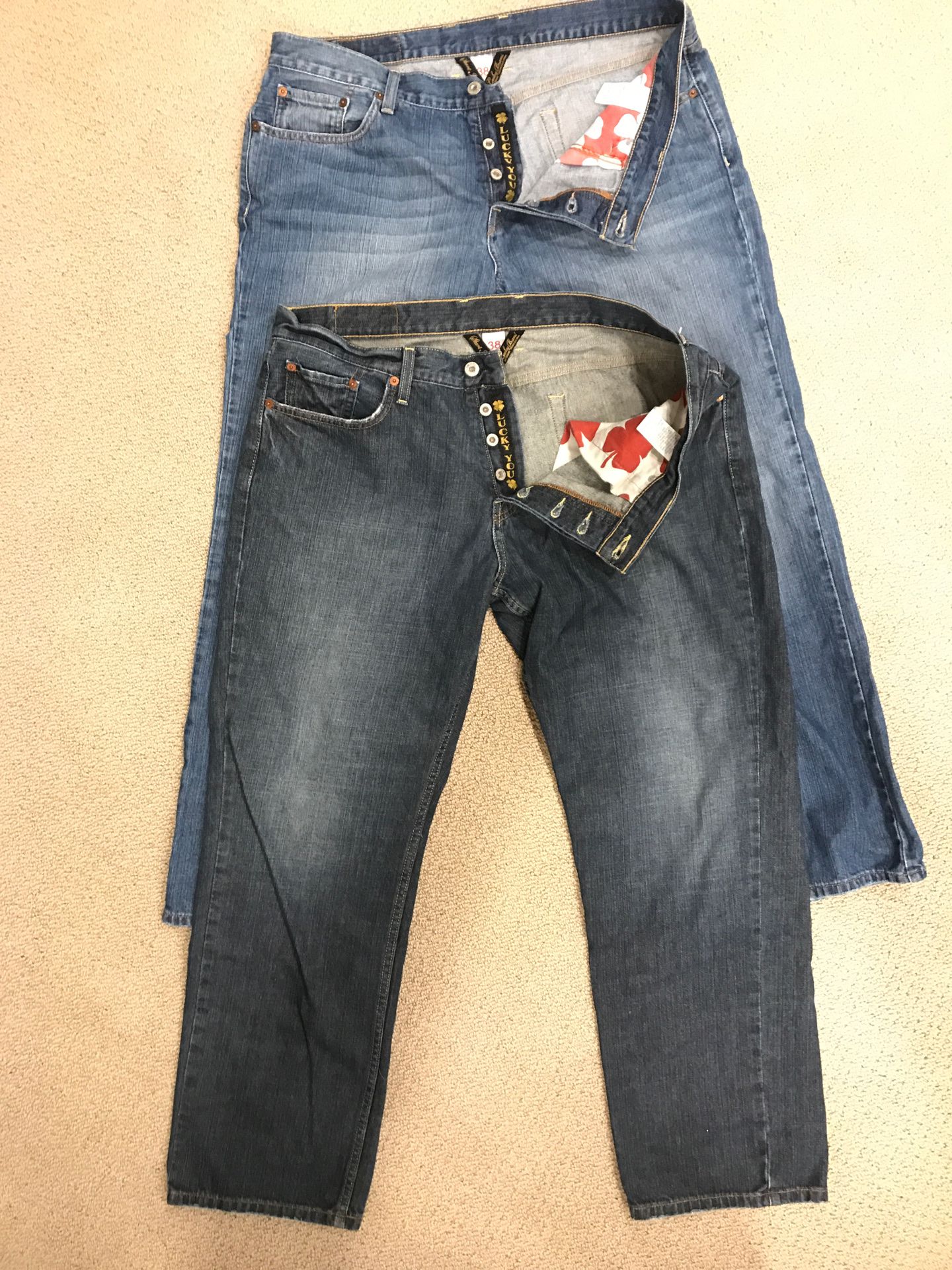 Lucky denium button fly jeans 38 x 32