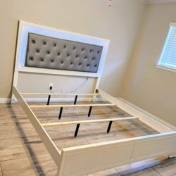 > Brand New > White Led Queen Bed Frame Cama// Mattress Sold Separately/ King,full,twin Size Bedroom Set Available 