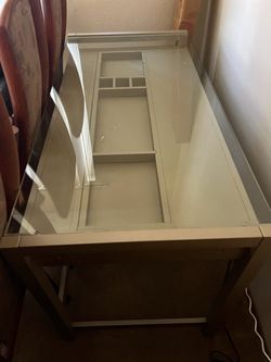 Glass Top Writing Desk with Storage