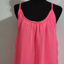  Pink Sleveless Small Mini Chiffon Dress/Beach Swim cover-up 2 Layer