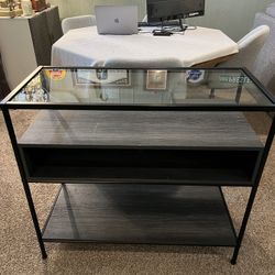 Modern Glass & Wood Console Table (Or Best Offer. Want Gone Fast)