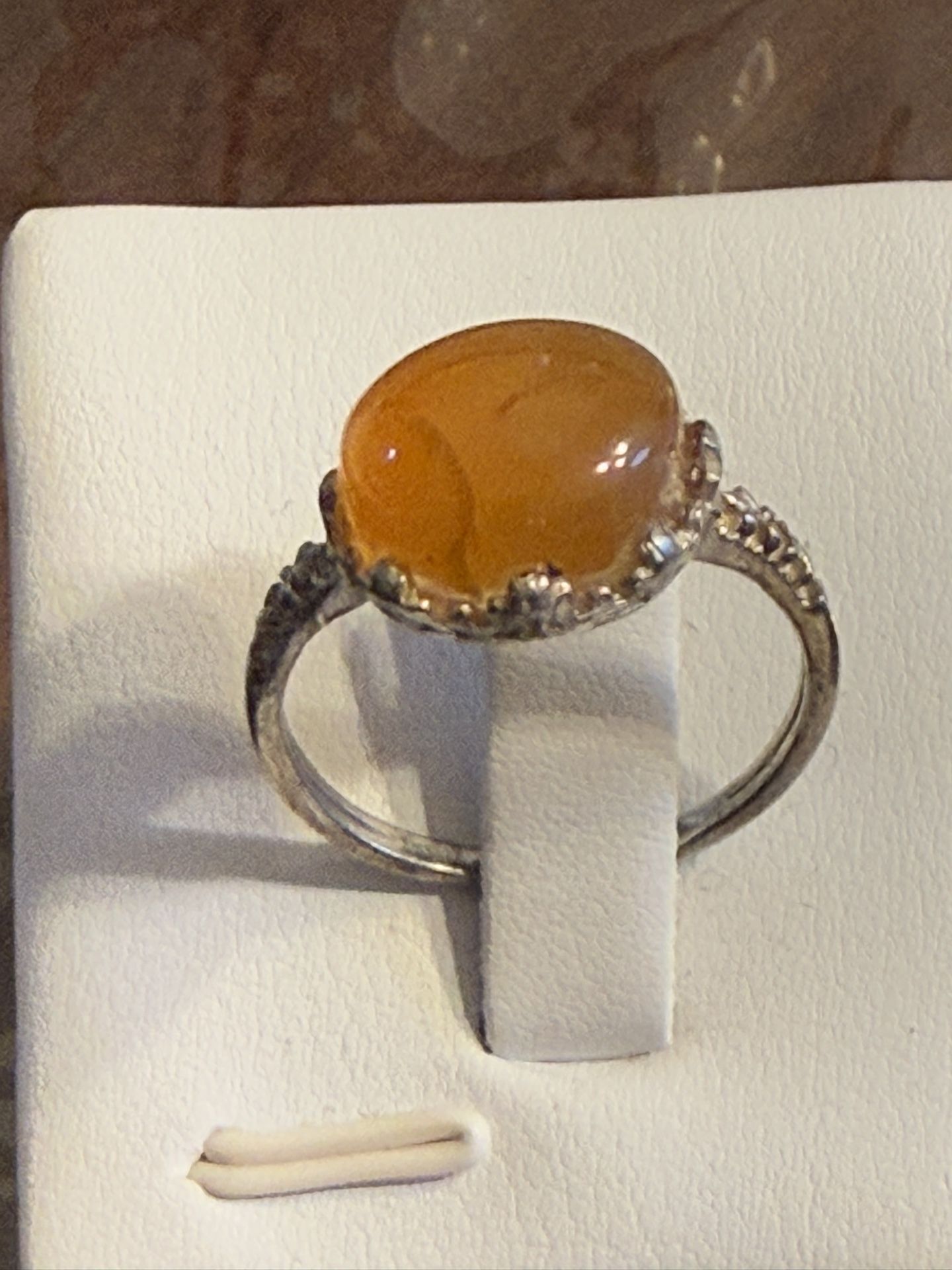Ring, Woman Sterling Silver 925 , Agate, Carnelian Stone, Size 8.75. Please Look At My Profile