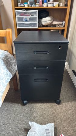 Black wooden office drawer cabinet