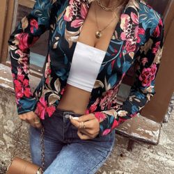 NWOT Floral Shawl Blazer