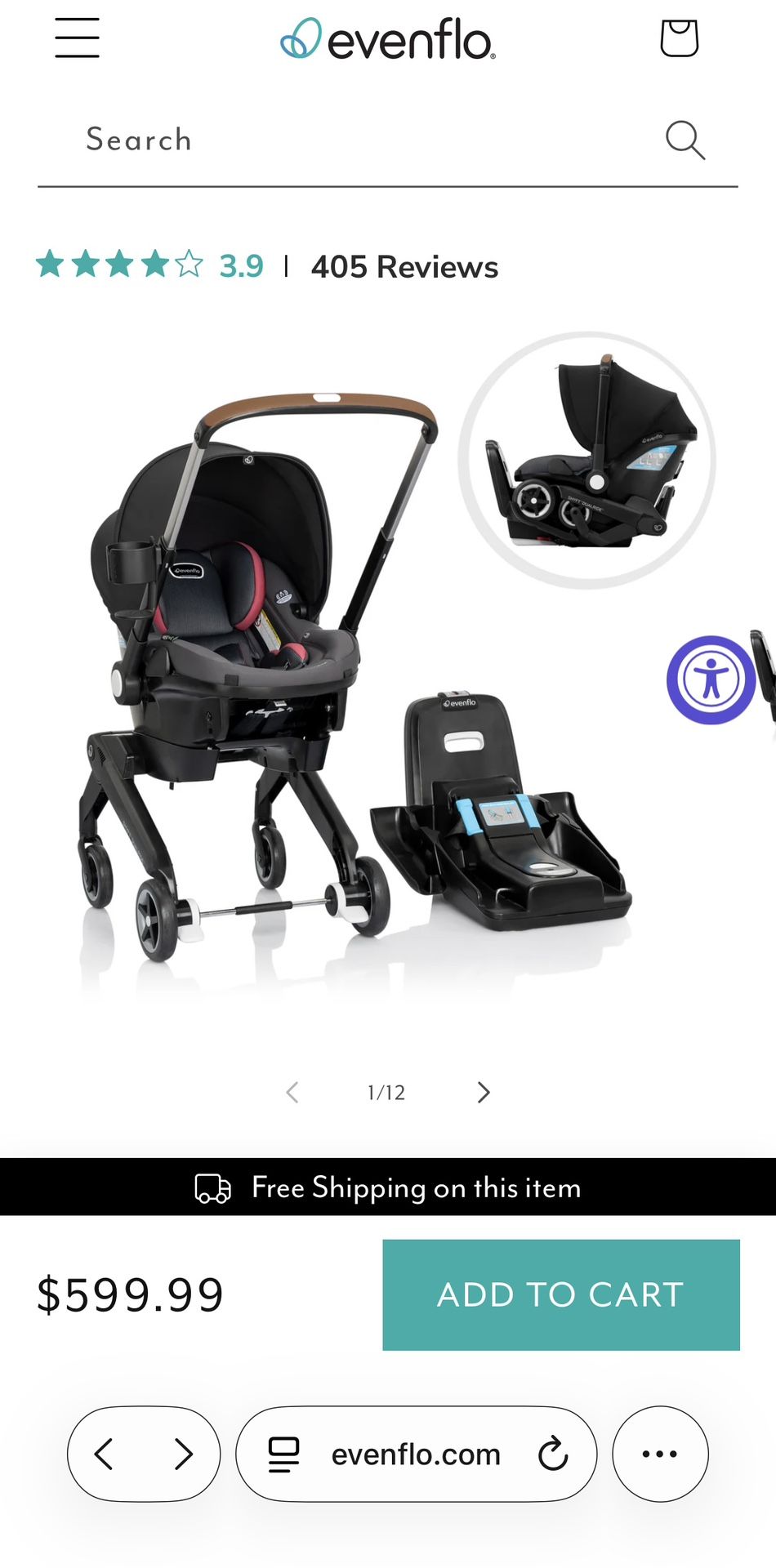 SHYFT DUALRIDE INFANT CAR SEAT STROLLER COMBO WITH CARRYALL STORAGE