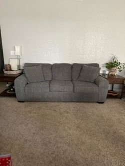 Couch Dark Gray 3 Seater Couch with Accent Pillows Living Room Furniture